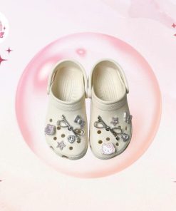 Crocs nơ bạc zepxing